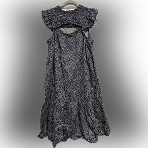 High neck smocked cut out dress